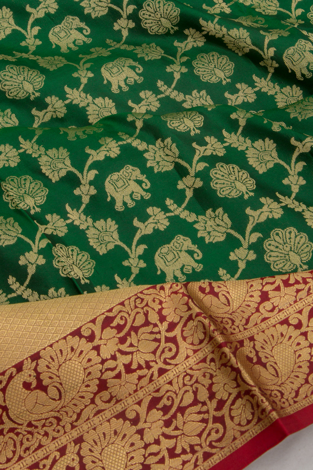 Coimbatore Soft Silk Jaal And Butta Dark Green Saree