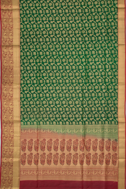 Coimbatore Soft Silk Jaal And Butta Dark Green Saree