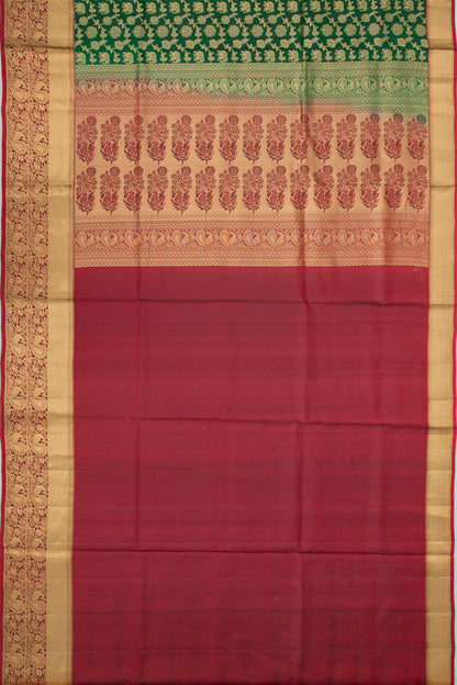 Coimbatore Soft Silk Jaal And Butta Dark Green Saree