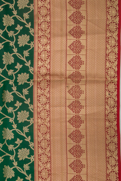 Coimbatore Soft Silk Jaal Bottle Green Saree
