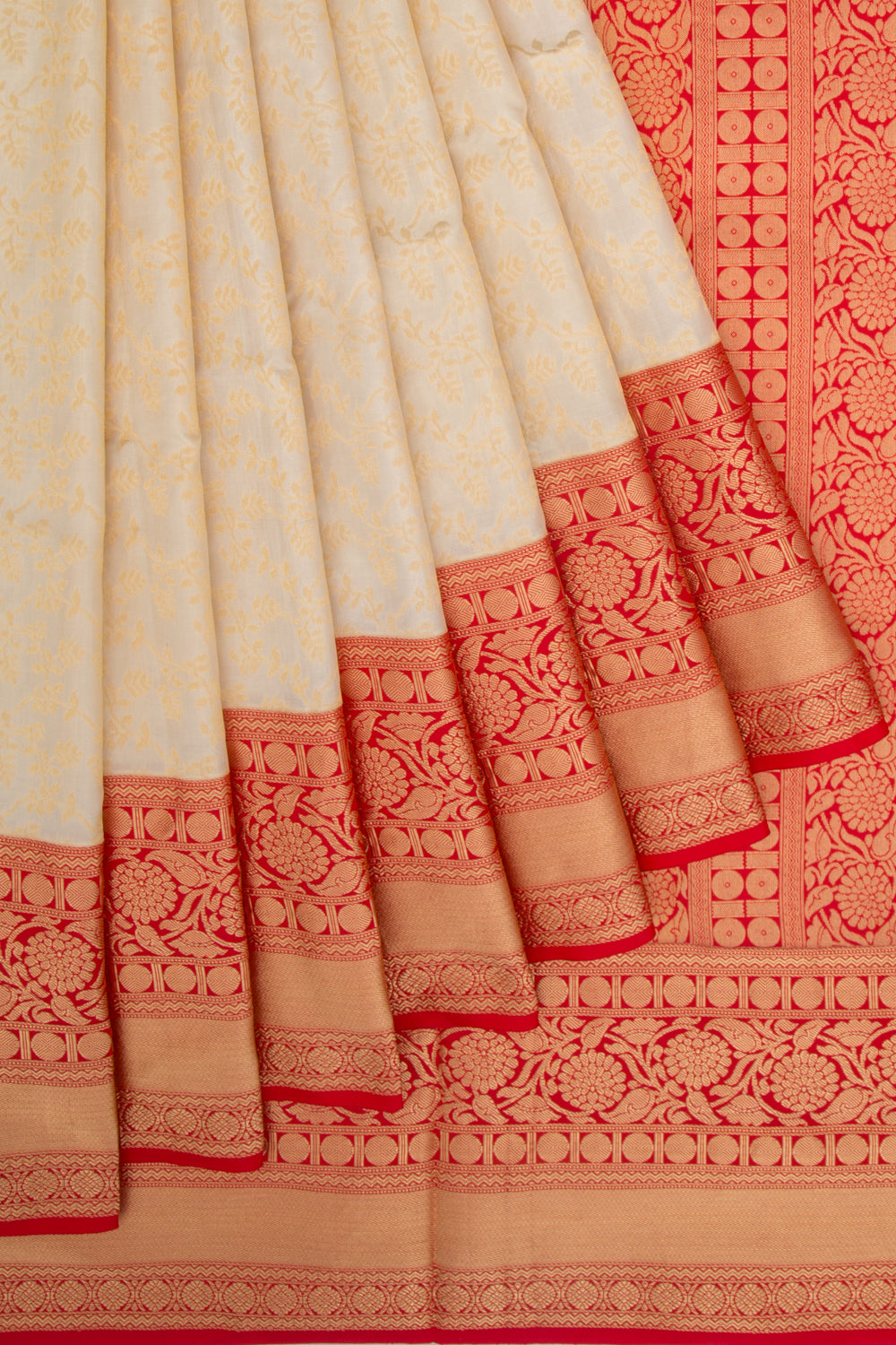 Coimbatore Soft Silk Jaal Cream Saree