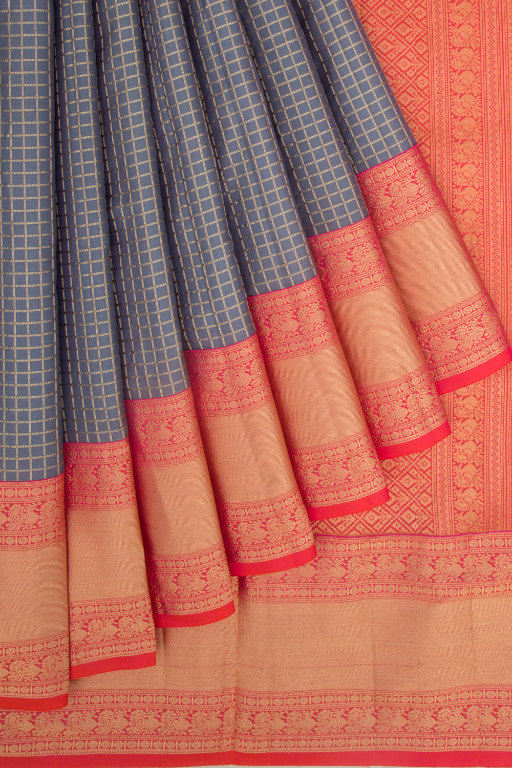 Coimbatore Soft Silk Checks Elephant Grey Saree