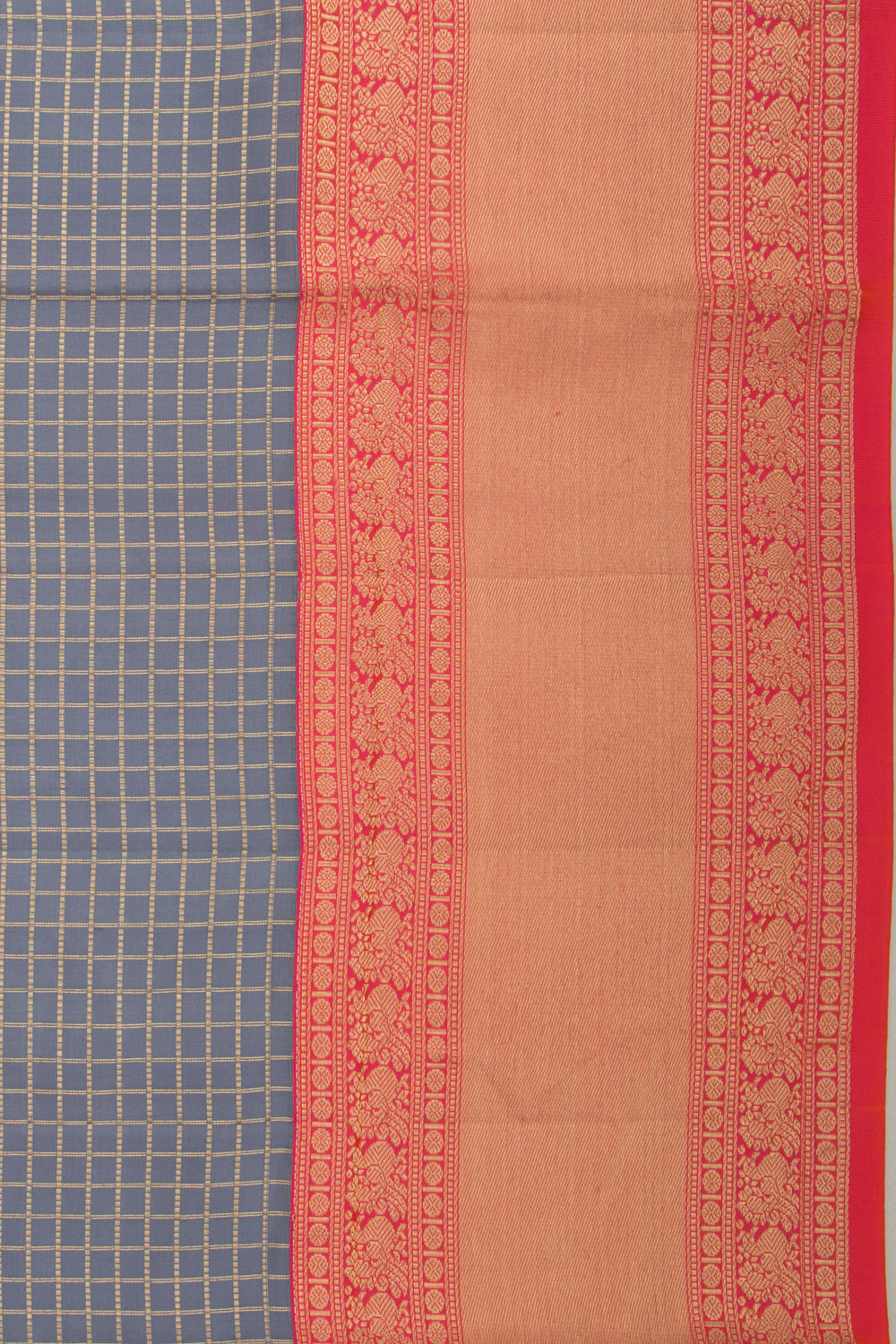 Coimbatore Soft Silk Checks Elephant Grey Saree