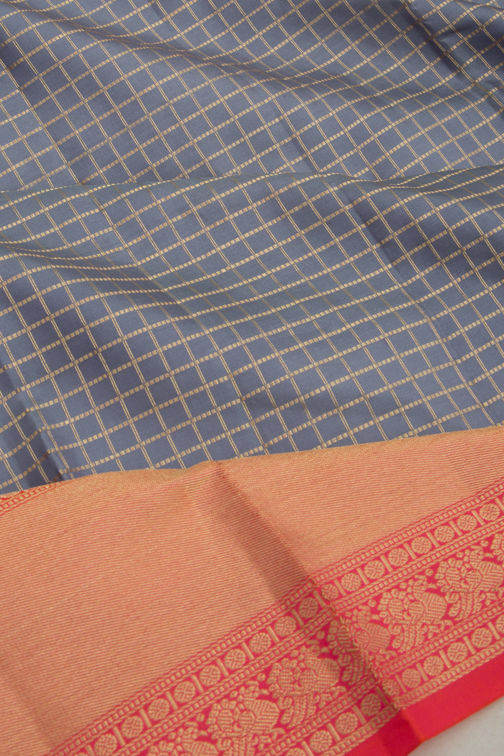 Coimbatore Soft Silk Checks Elephant Grey Saree