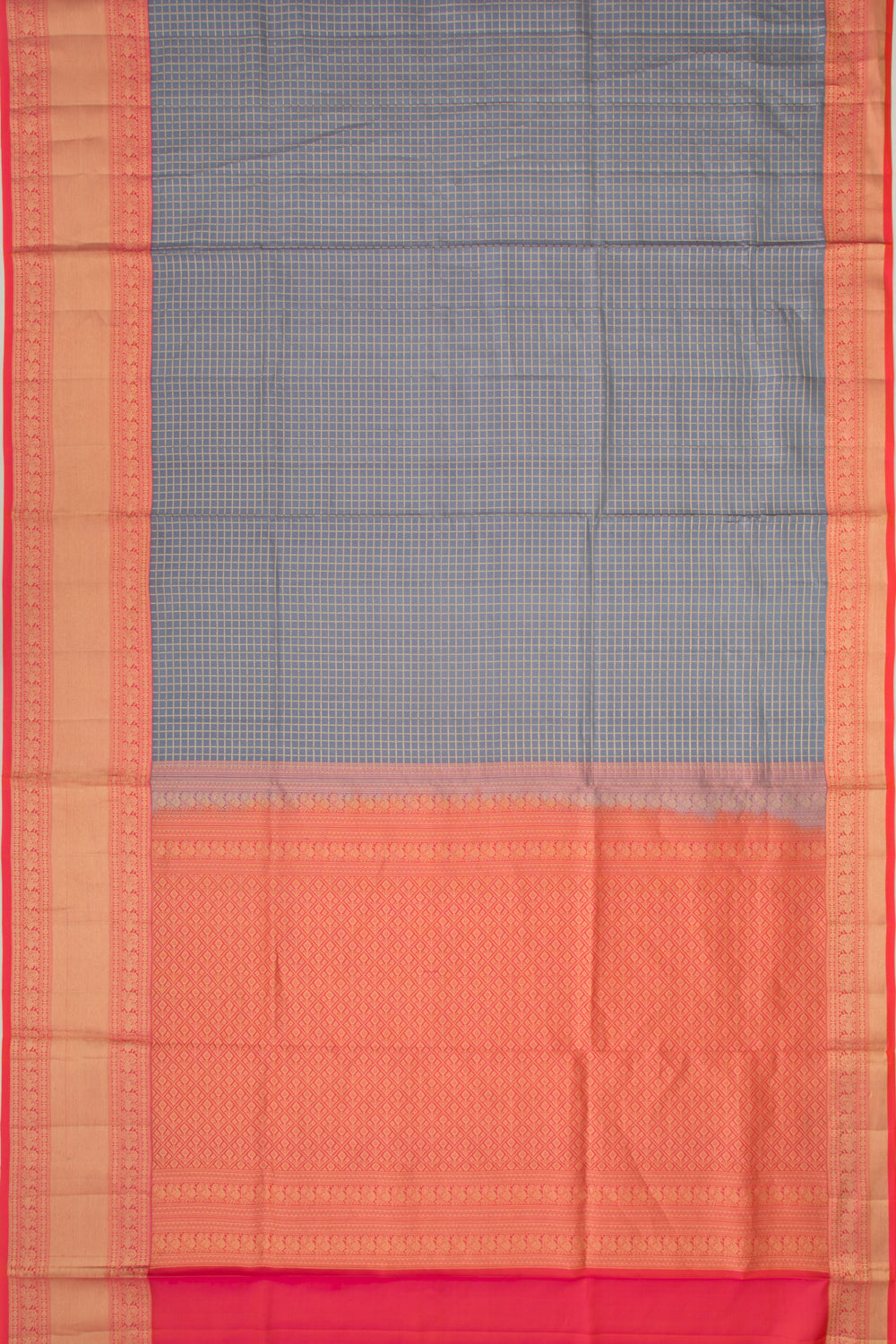 Coimbatore Soft Silk Checks Elephant Grey Saree