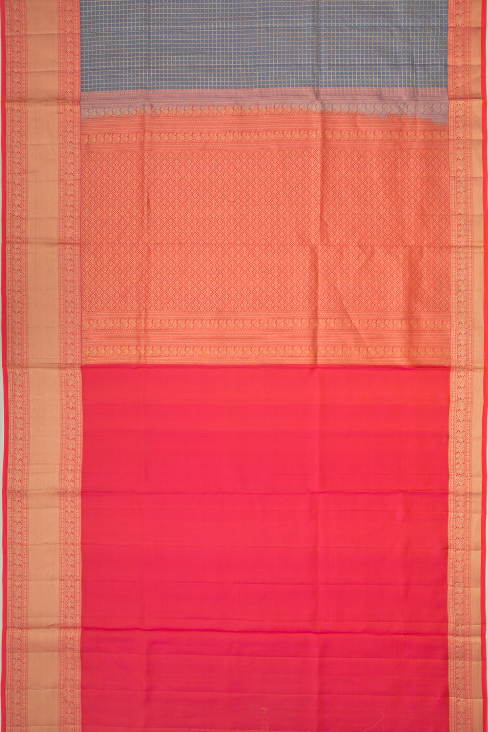 Coimbatore Soft Silk Checks Elephant Grey Saree