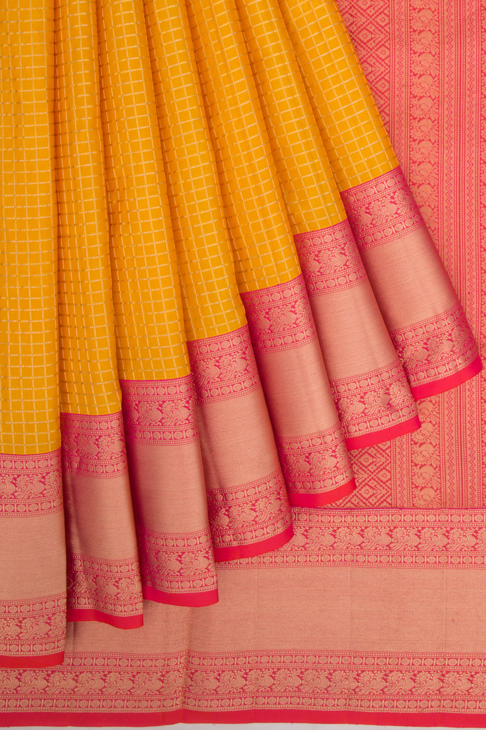 Coimbatore Soft Silk Checks Yellow Saree