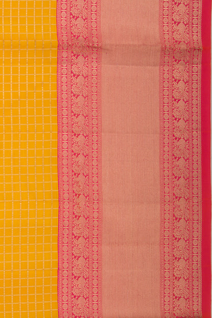 Coimbatore Soft Silk Checks Yellow Saree