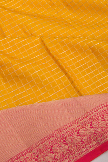 Coimbatore Soft Silk Checks Yellow Saree