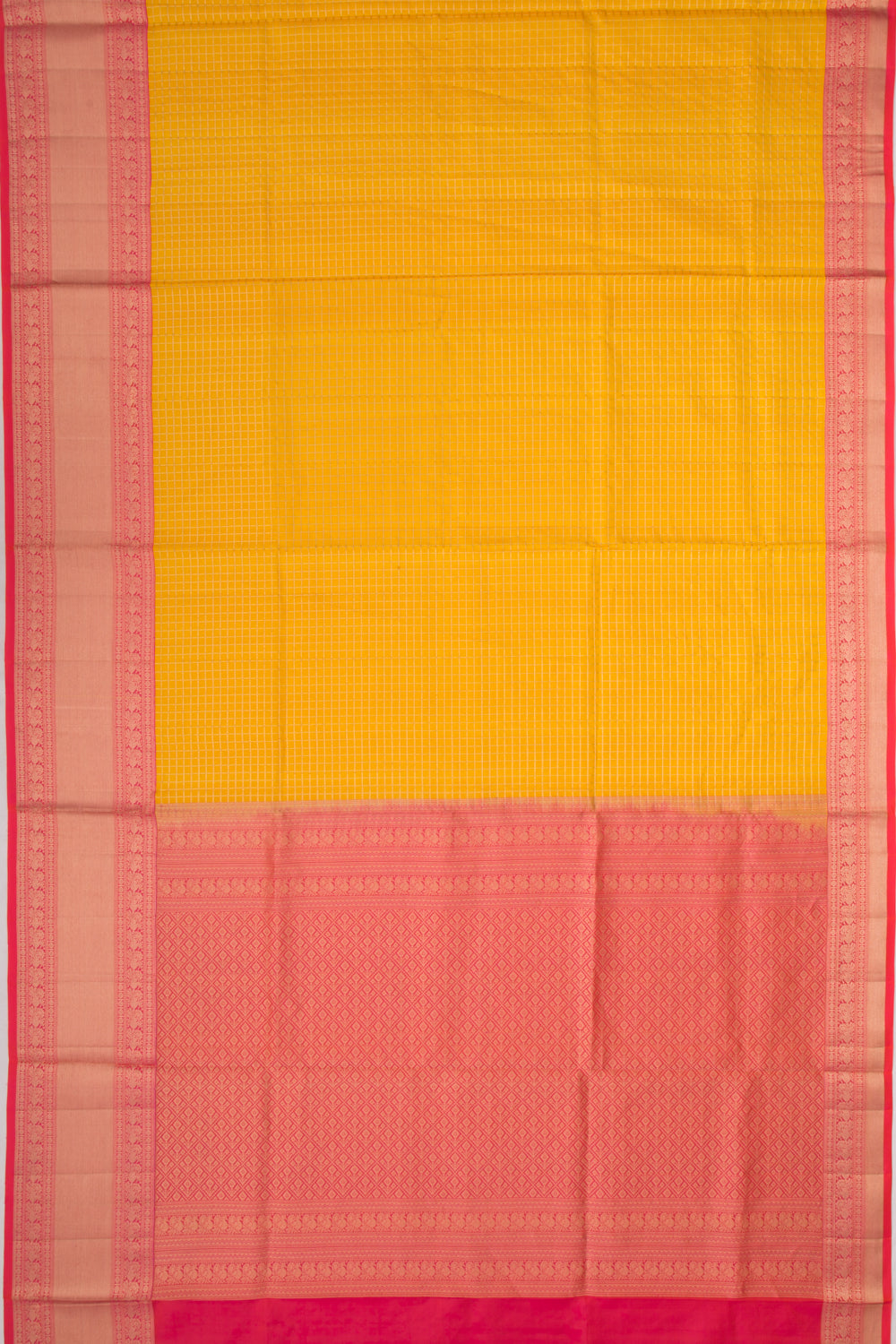 Coimbatore Soft Silk Checks Yellow Saree