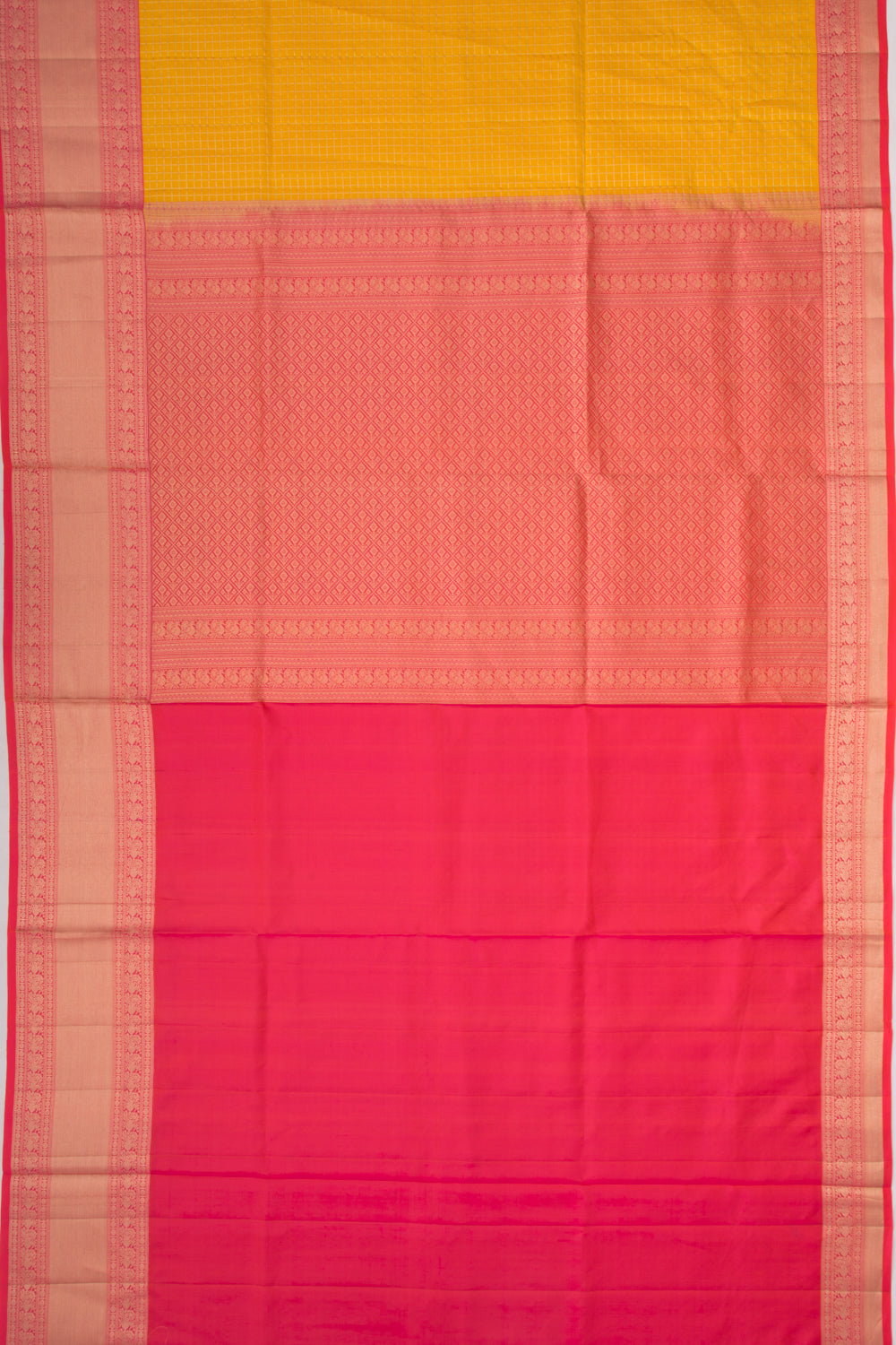 Coimbatore Soft Silk Checks Yellow Saree
