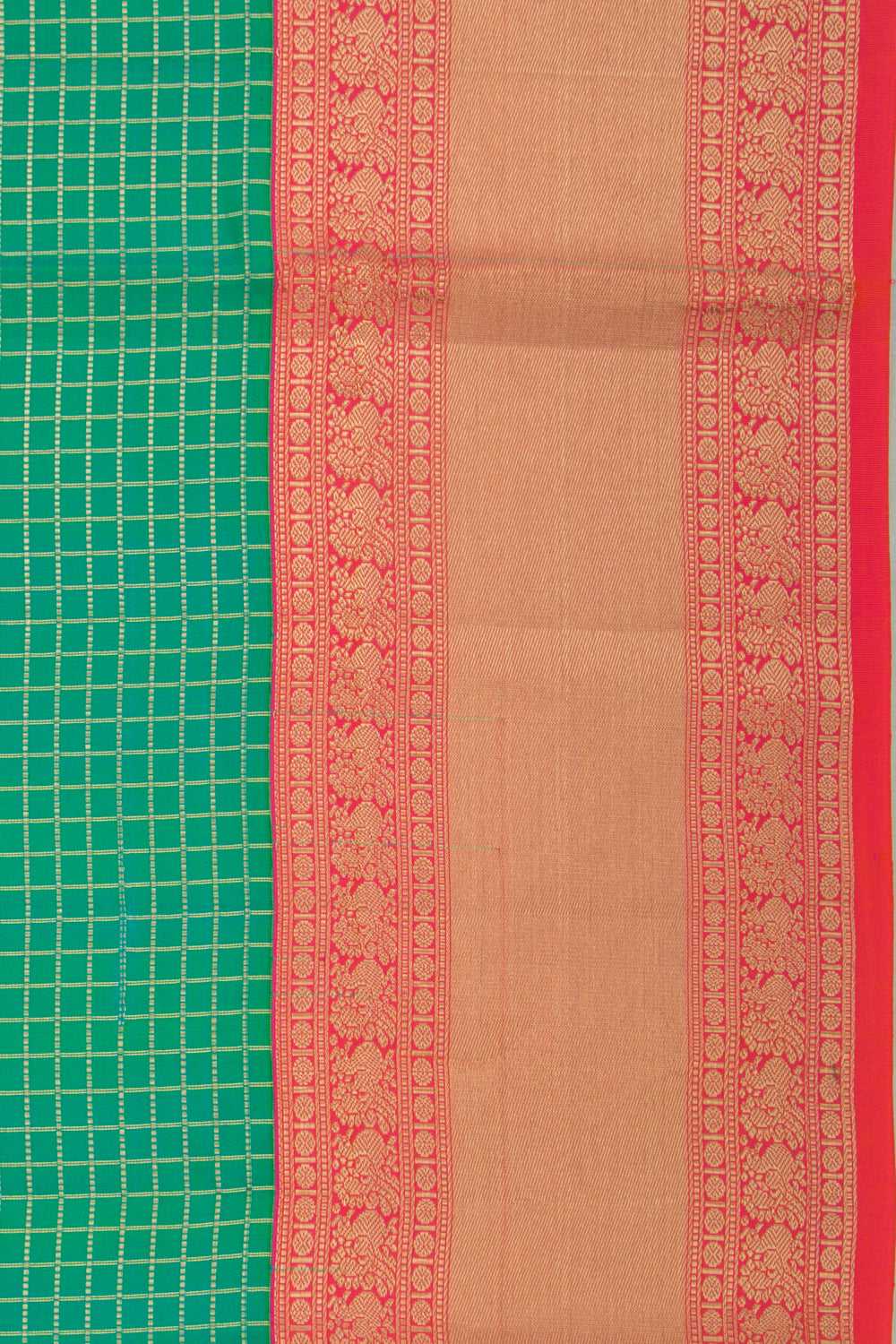 Coimbatore Soft Silk Checks Sea Green Saree