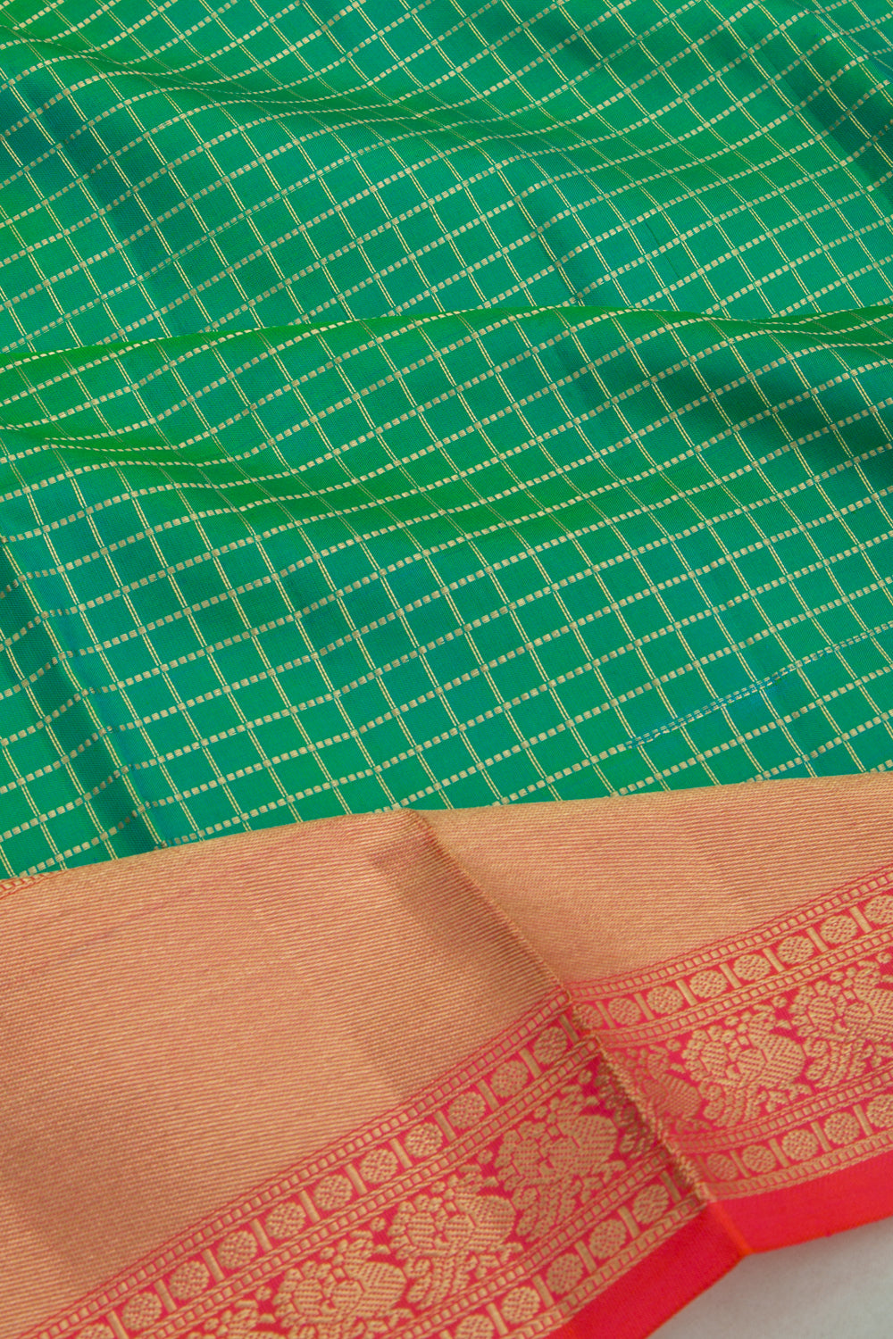 Coimbatore Soft Silk Checks Sea Green Saree