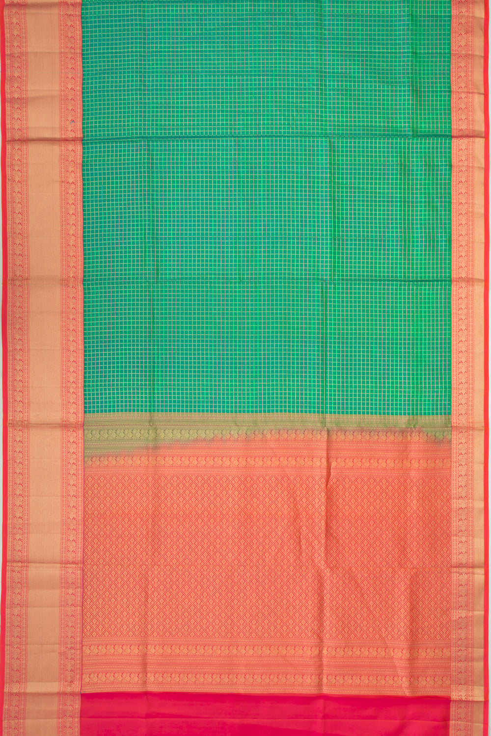 Coimbatore Soft Silk Checks Sea Green Saree