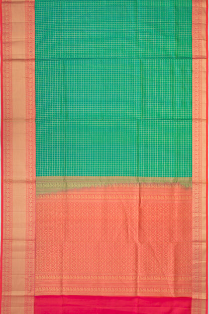 Coimbatore Soft Silk Checks Sea Green Saree