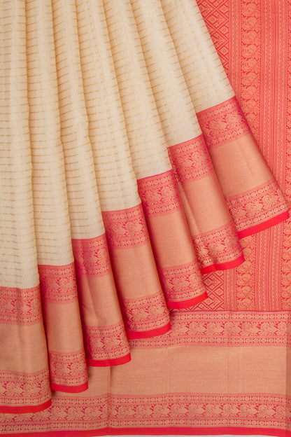 Coimbatore Soft Silk Checks Cream Saree