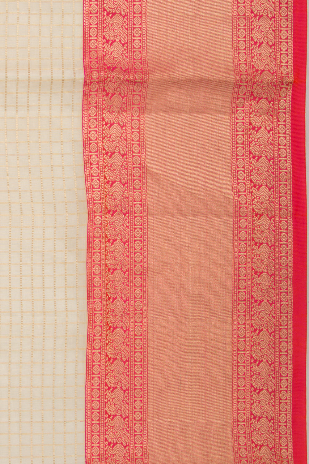 Coimbatore Soft Silk Checks Cream Saree