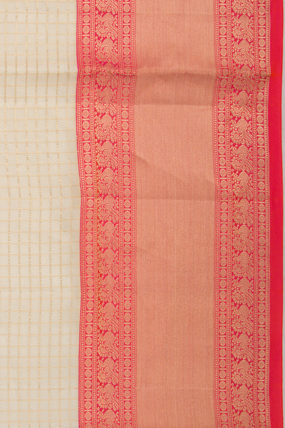 Coimbatore Soft Silk Checks Cream Saree