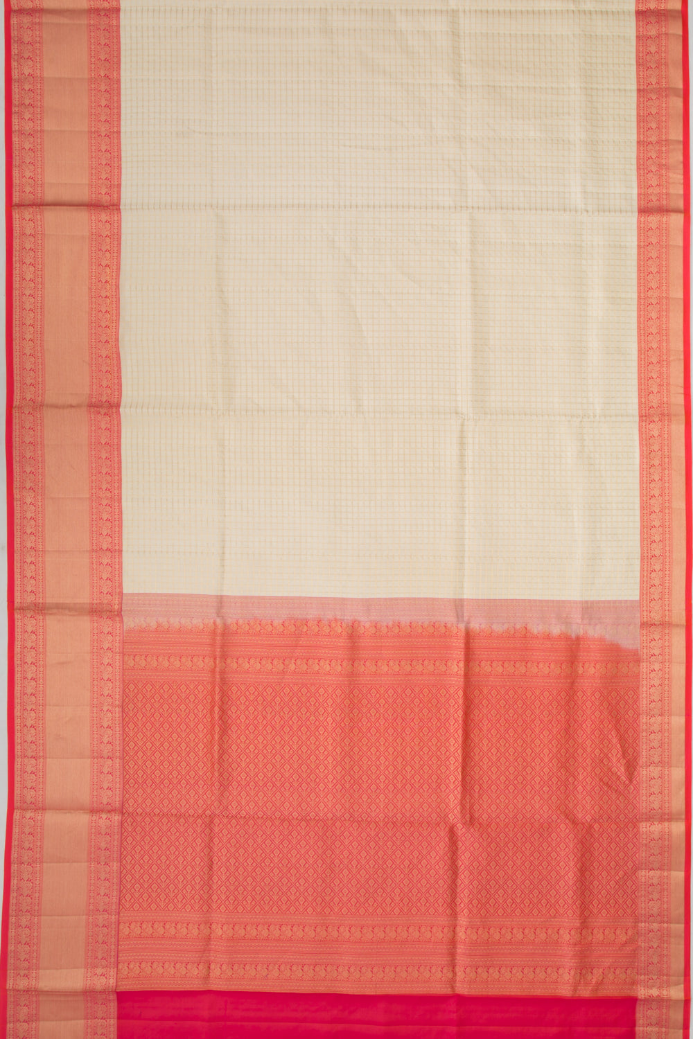 Coimbatore Soft Silk Checks Cream Saree
