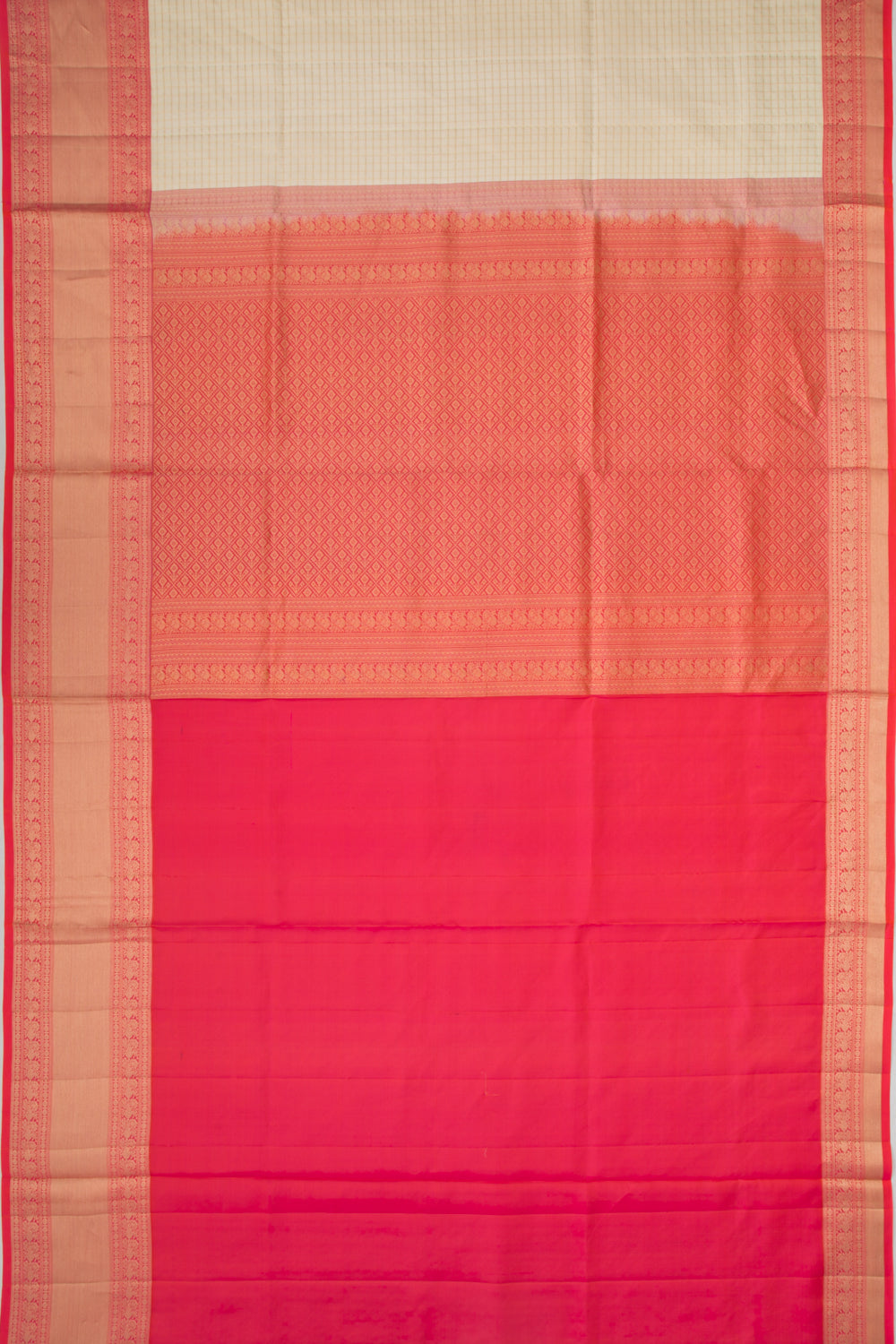Coimbatore Soft Silk Checks Cream Saree