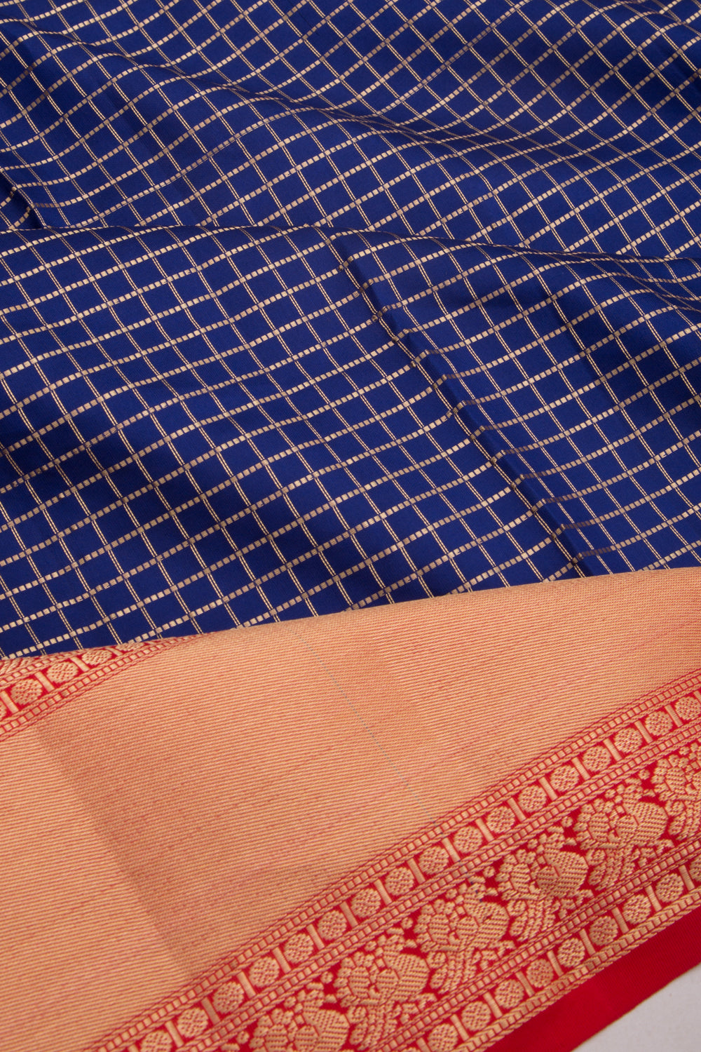 Coimbatore Soft Silk Checks Dark Blue Saree