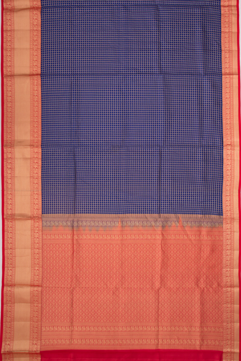 Coimbatore Soft Silk Checks Dark Blue Saree