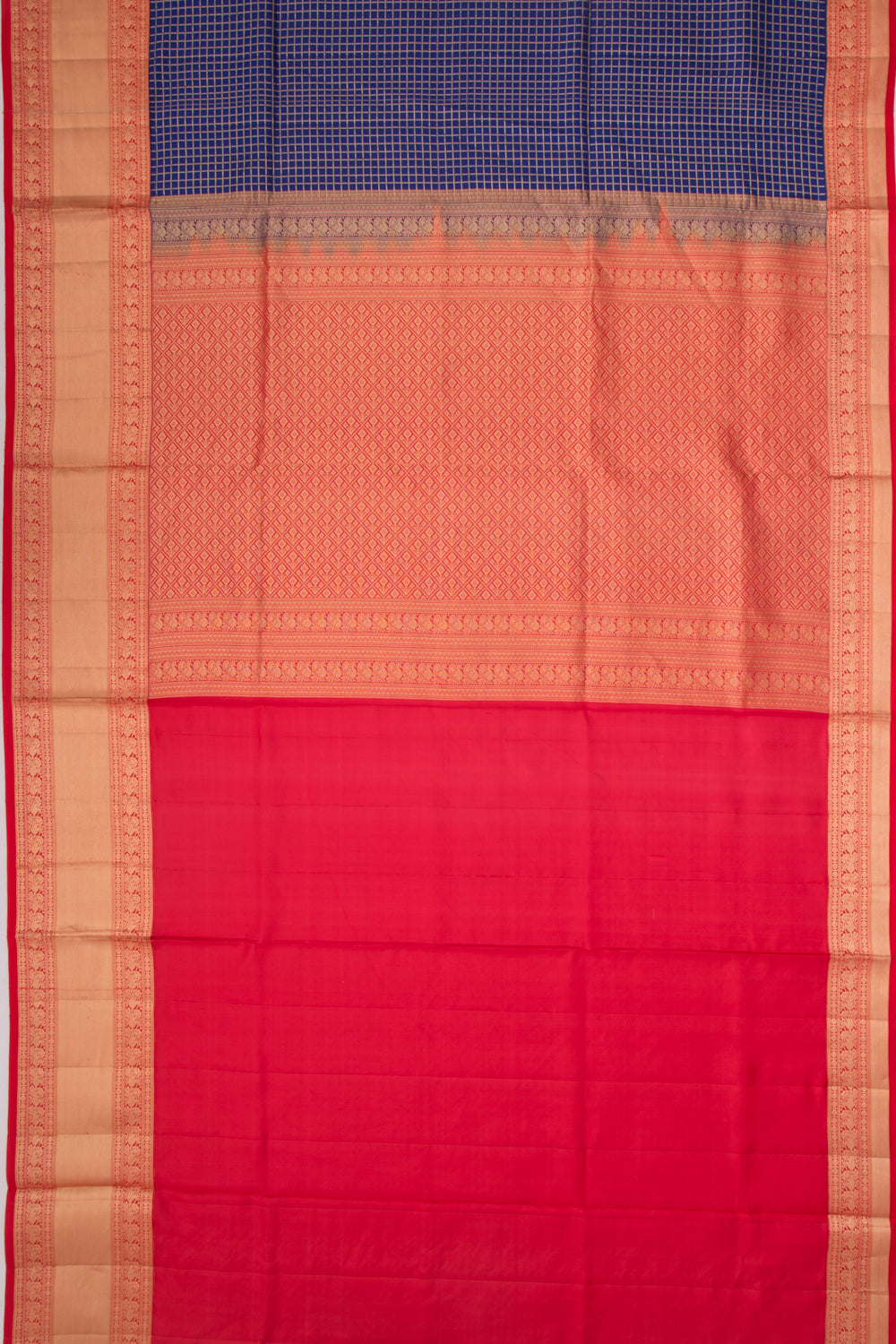 Coimbatore Soft Silk Checks Dark Blue Saree