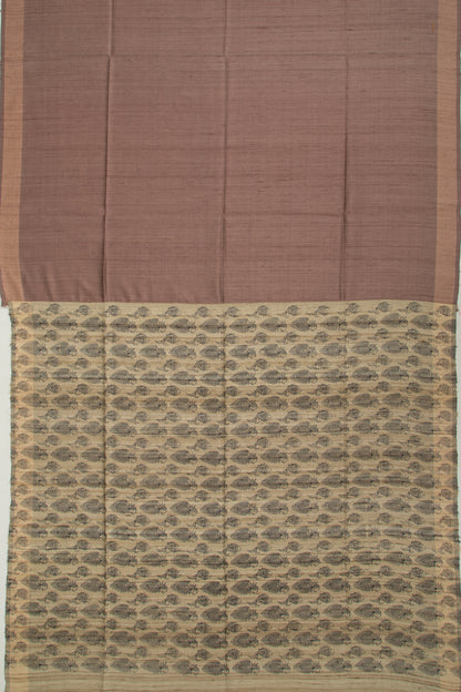 Tussar Plain Choco Brown Saree