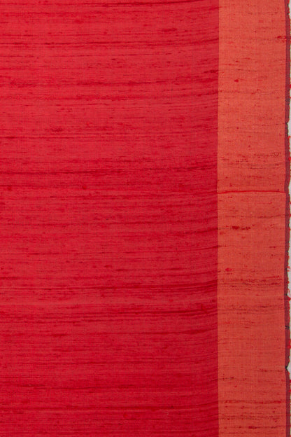 Tussar Plain Red Saree