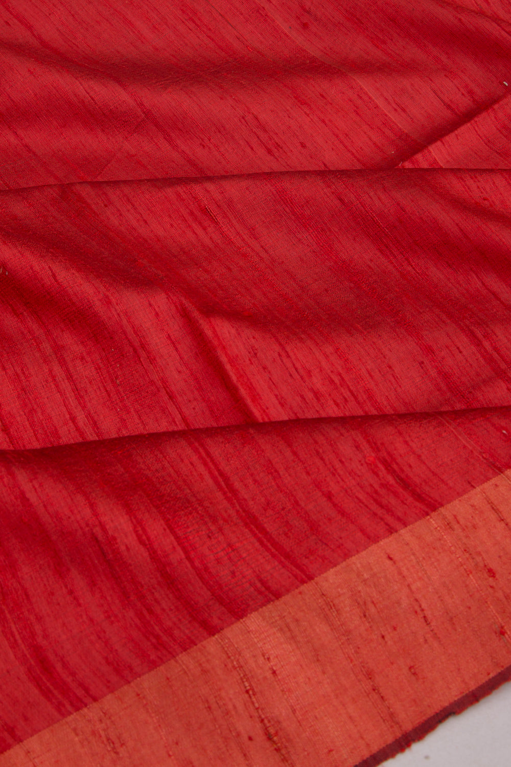 Tussar Plain Red Saree