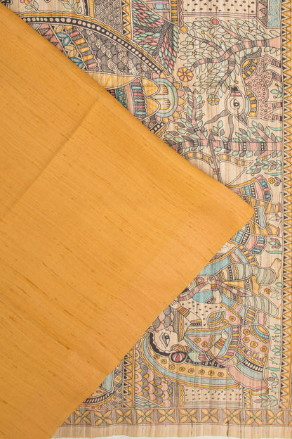 Tussar Plain Yellow Saree