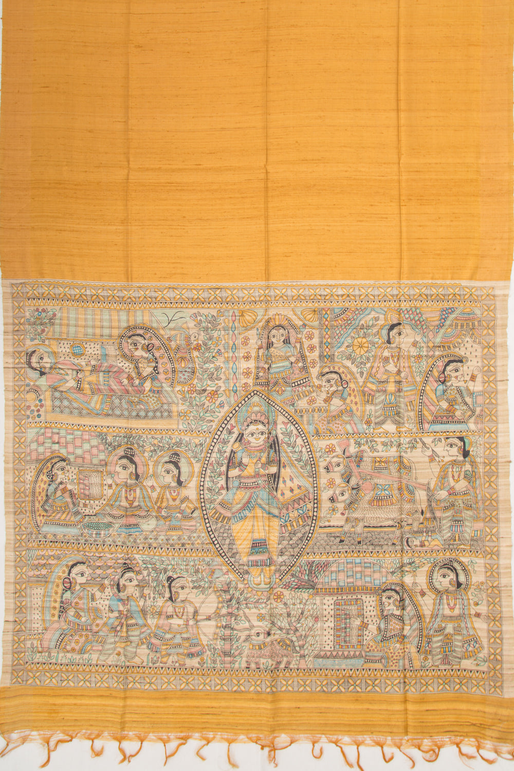 Tussar Plain Yellow Saree