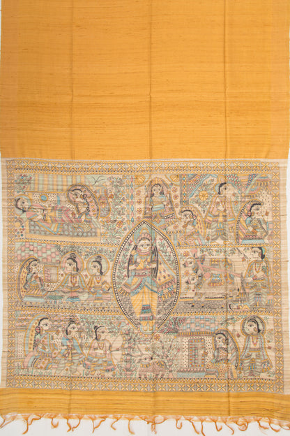 Tussar Plain Yellow Saree