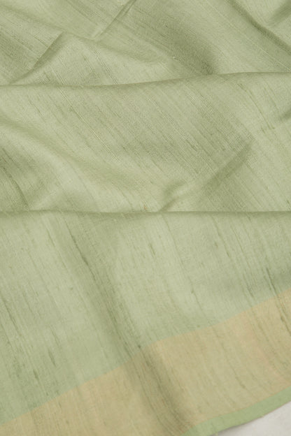 Tussar Plain Pista Green Saree