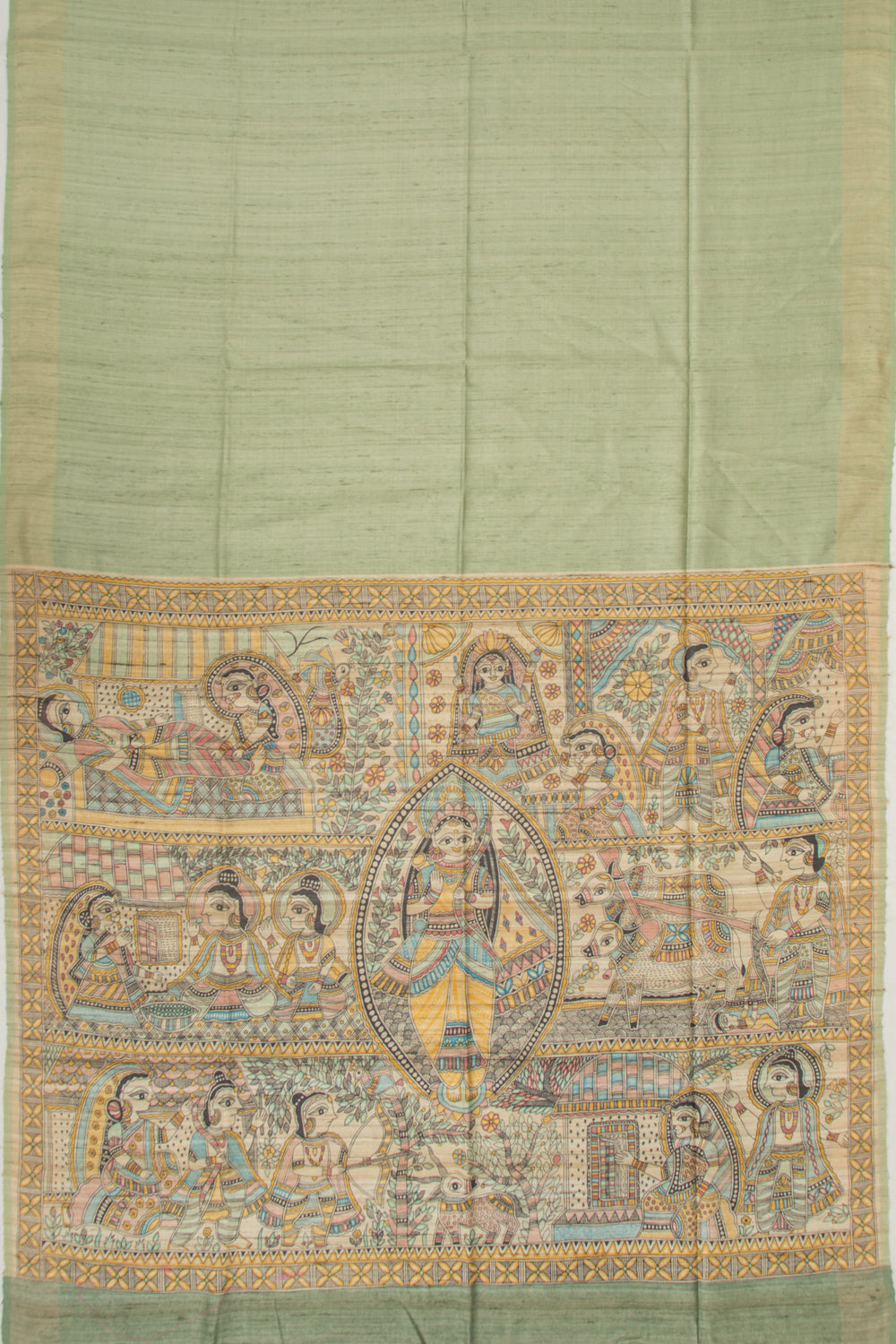 Tussar Plain Pista Green Saree