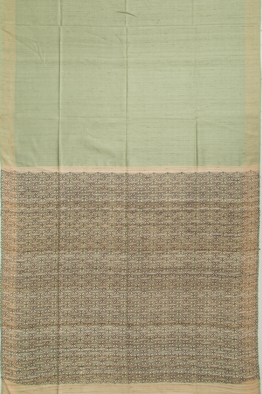 Tussar Plain Pista Green Saree