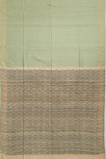 Tussar Plain Pista Green Saree