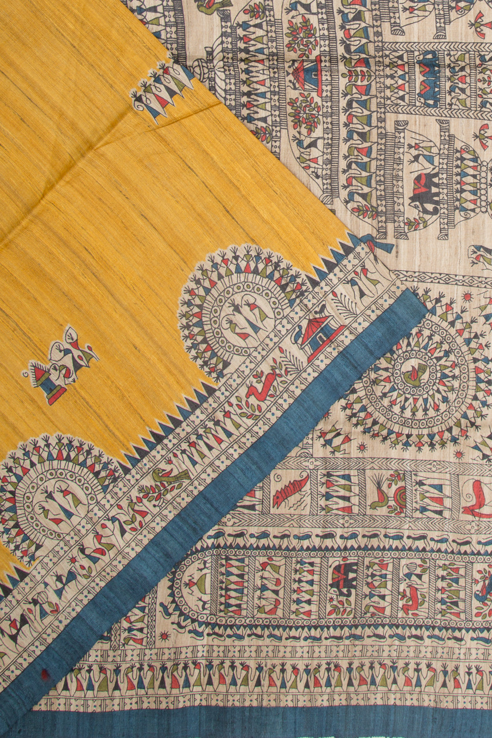 Tussar Butta Yellow Saree