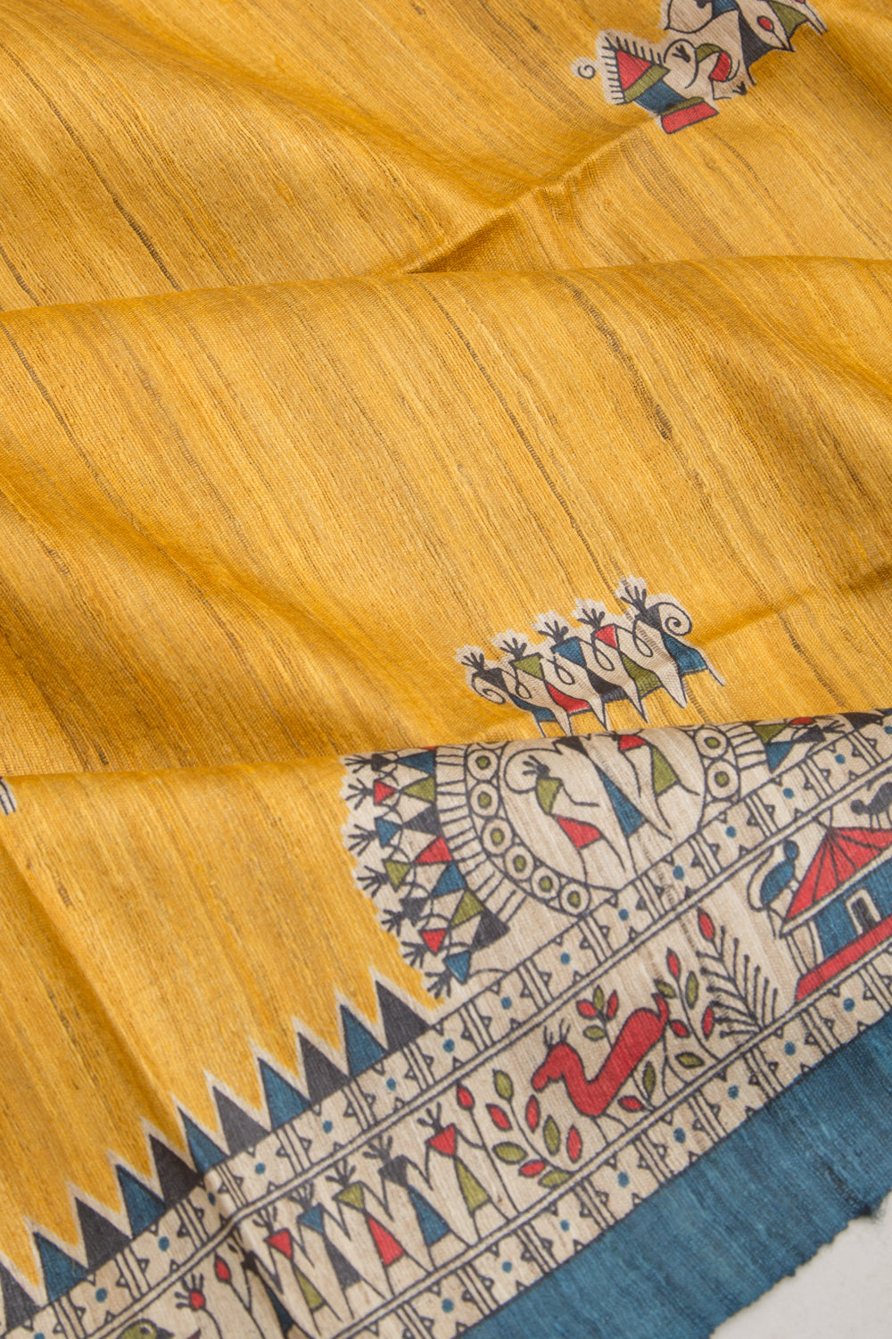 Tussar Butta Yellow Saree