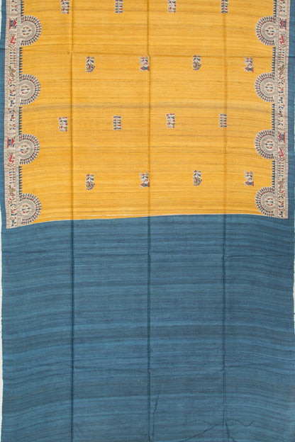 Tussar Butta Yellow Saree