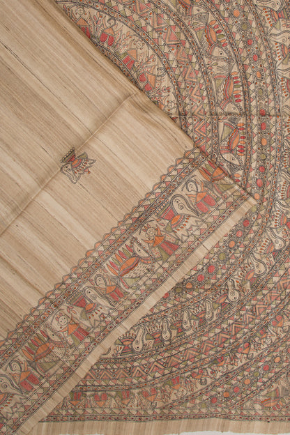 Tussar Butta Beige Saree