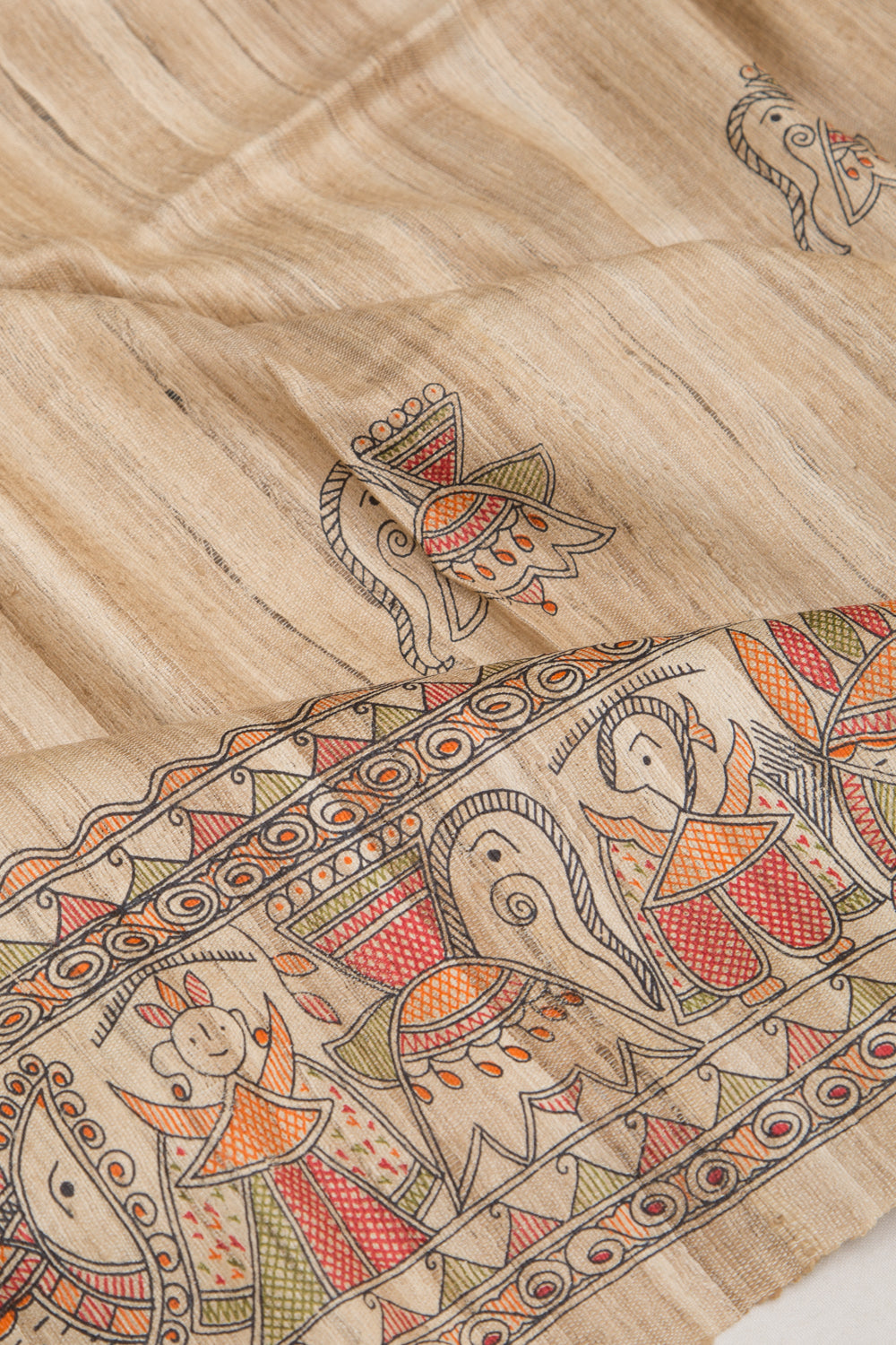 Tussar Butta Beige Saree