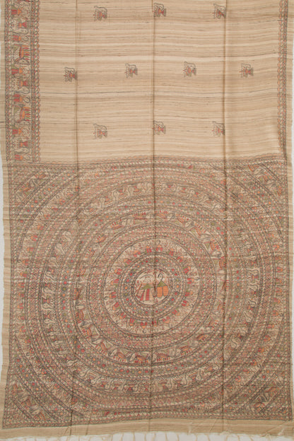 Tussar Butta Beige Saree