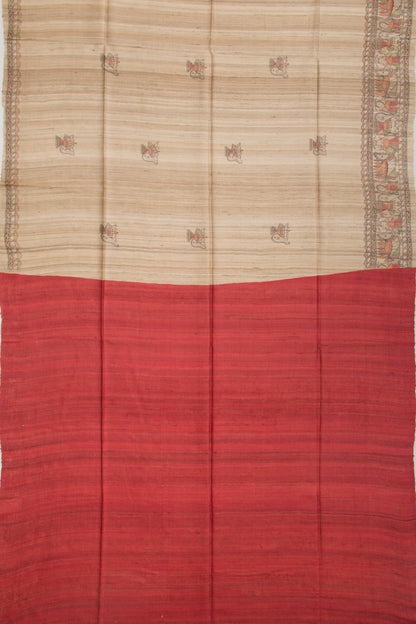 Tussar Butta Beige Saree