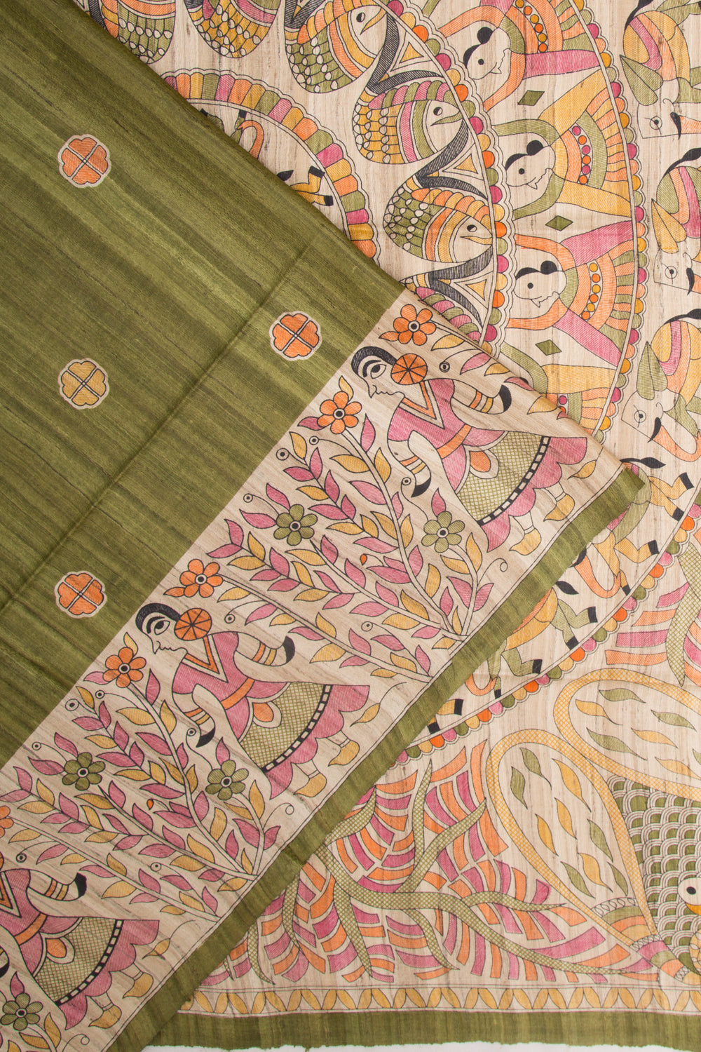 Tussar Butta Green Saree