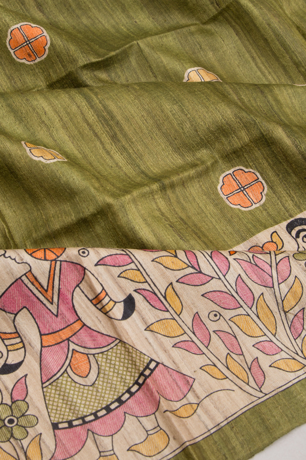Tussar Butta Green Saree