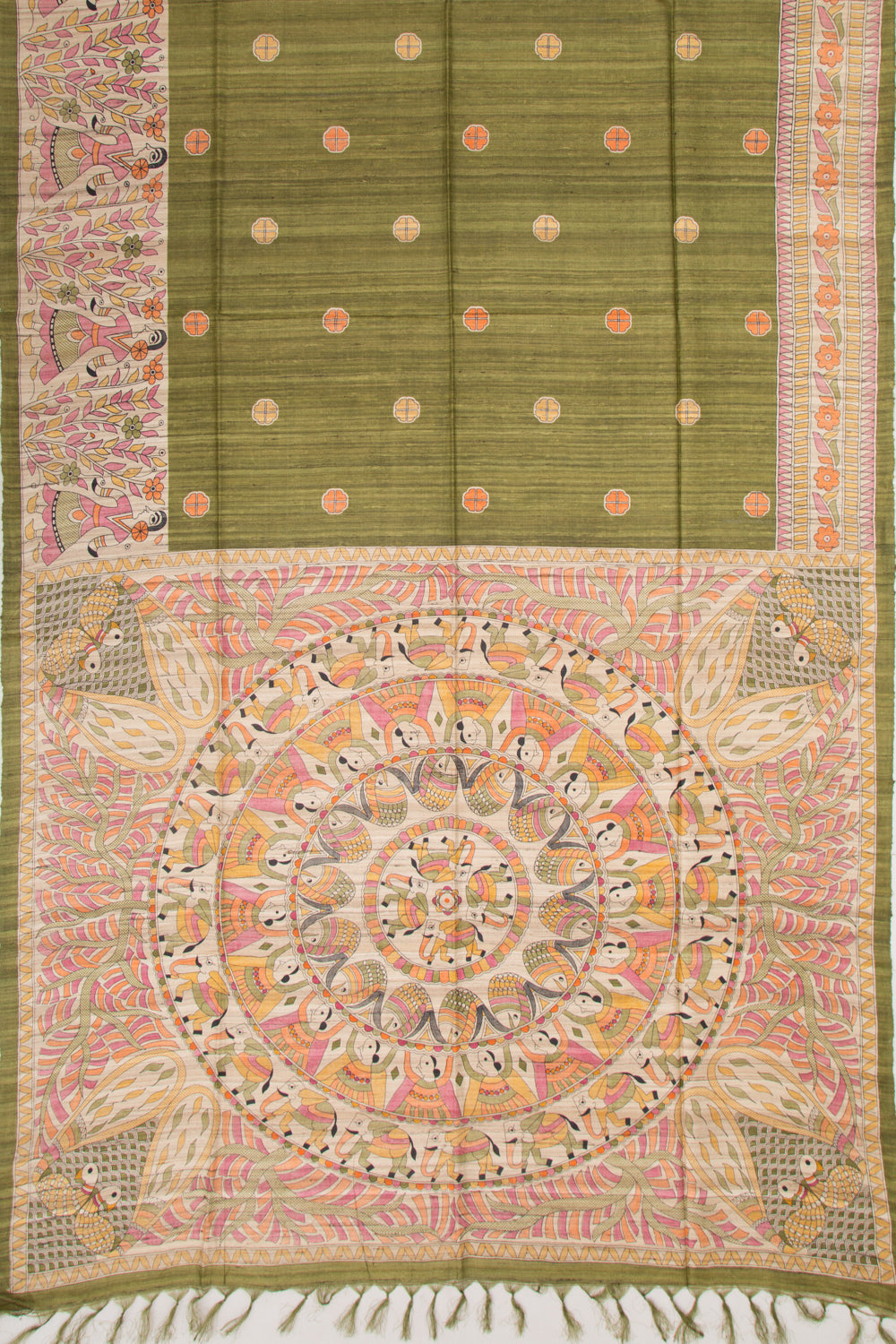 Tussar Butta Green Saree