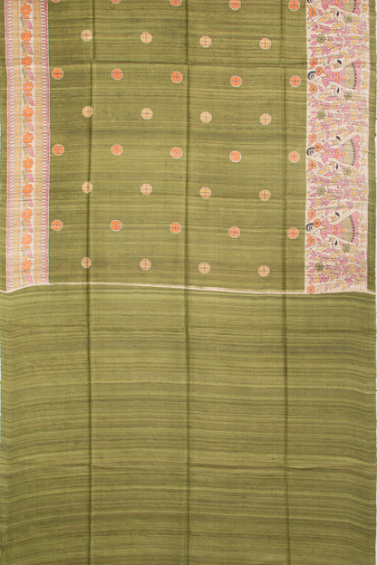 Tussar Butta Green Saree
