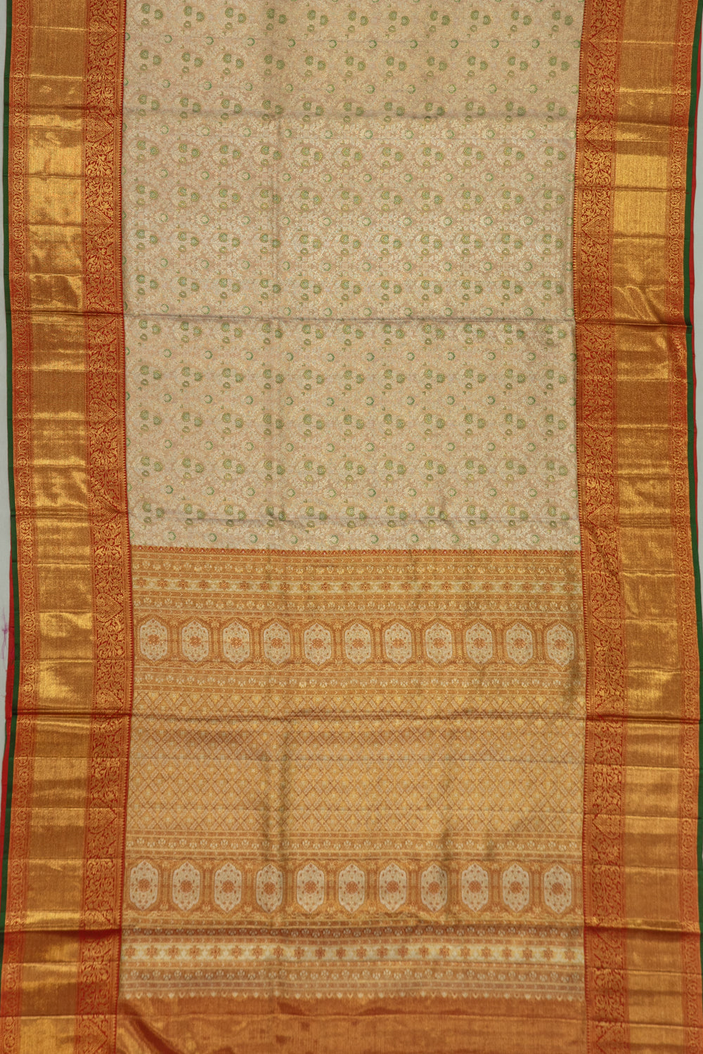 Kanchipuram Silk Tissue Brocade Gold Saree