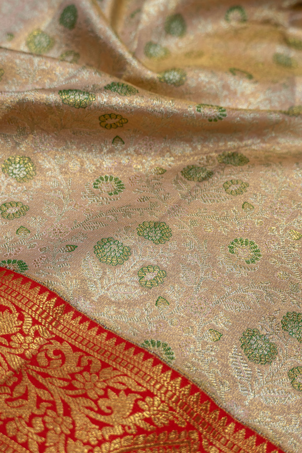 Kanchipuram Silk Tissue Brocade Gold Saree